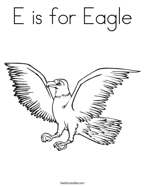 E is for eagle coloring page