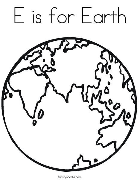E is for earth coloring page