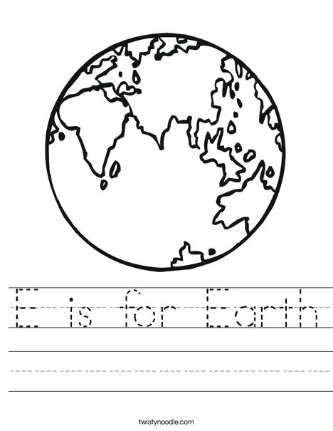 E is for earth worksheet