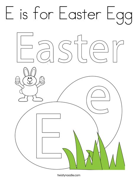 E is for easter egg coloring page