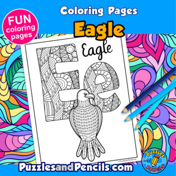 Zentangle eagle coloring page activity mindfulness coloring pages for kids