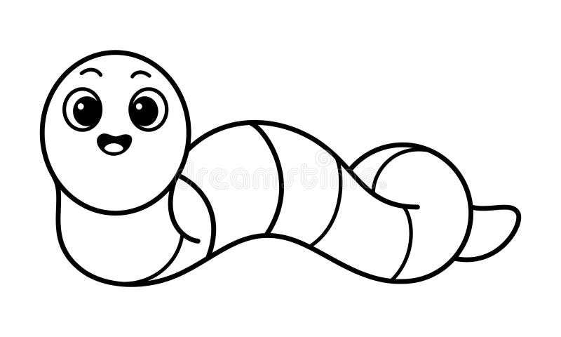 Cute earthworm coloring page cartoon vector illustration stock vector