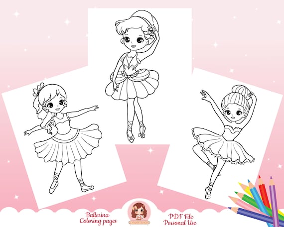 Ballerina coloring pages for kids printable coloring sheets fairy princess magicalchibi girls kawaii coloring book pages pdf