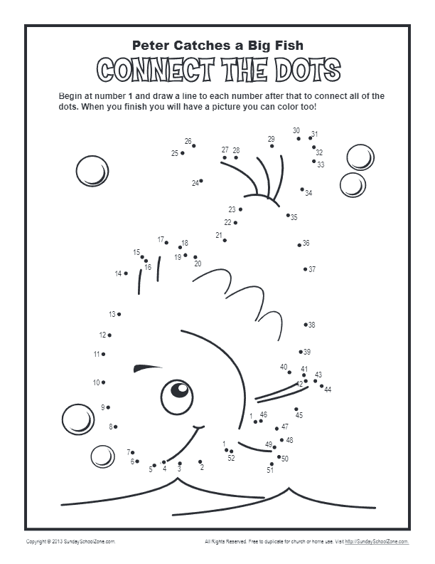 Connect the dots bible coloring pages on sunday school zone