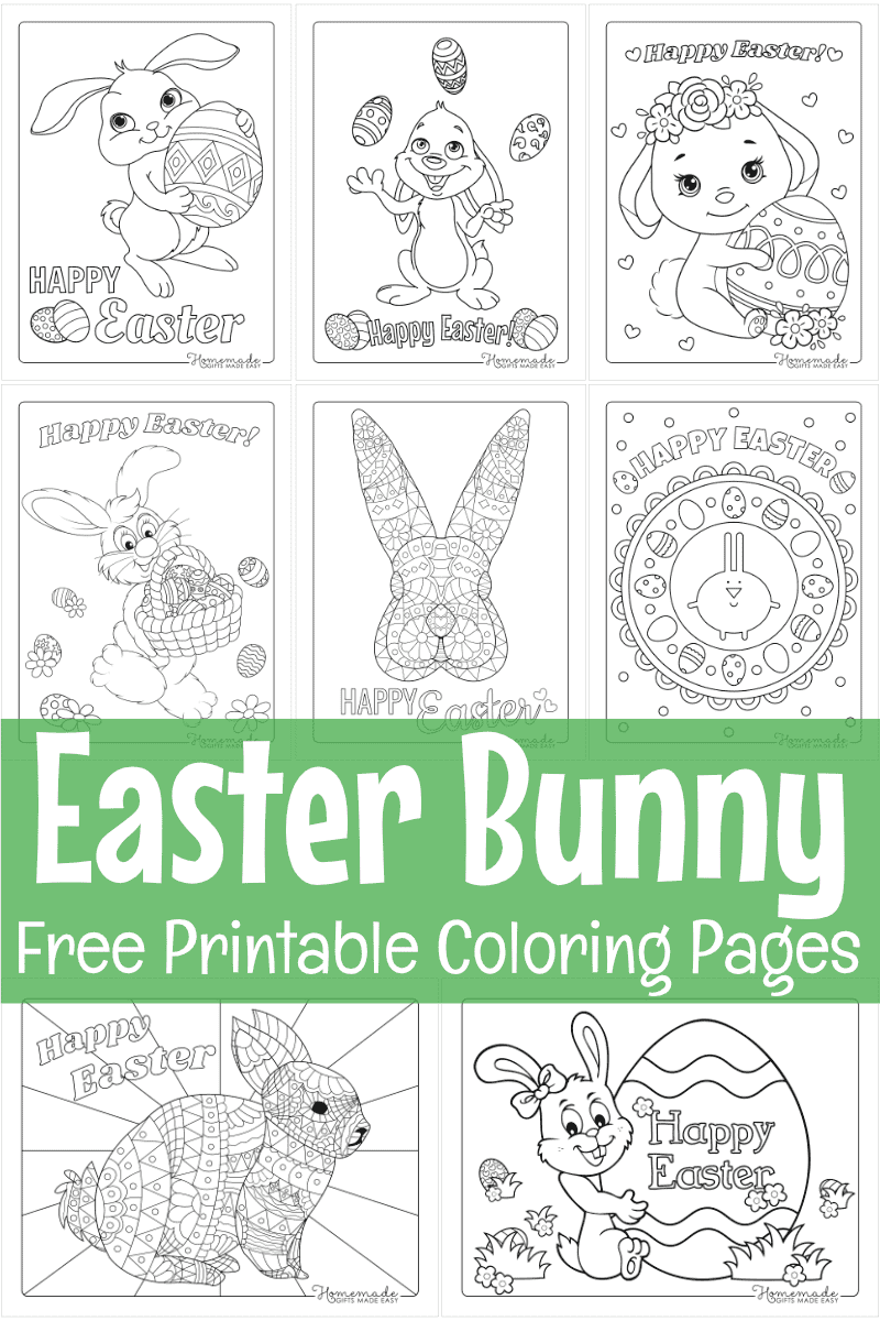 Free printable easter bunny coloring pages for kids adults