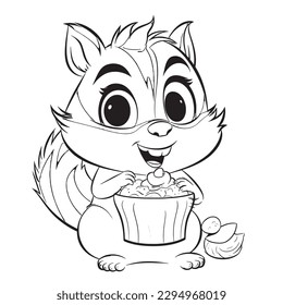 Chipmunk black white coloring pages kids stock vector royalty free