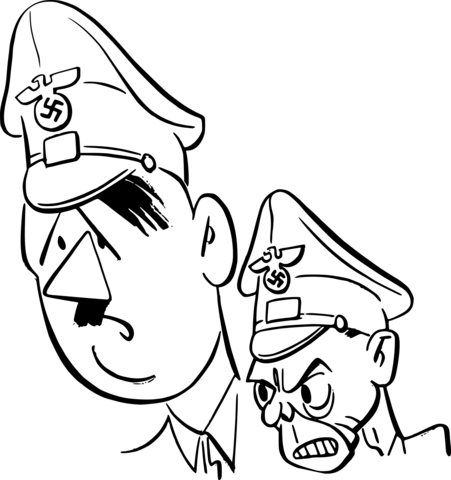 Vintage caricatures of adolf hitler and joseph goebbels coloring page free printable coloring pages
