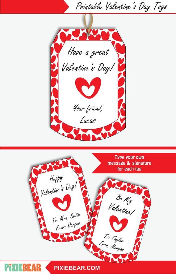 Printable valentines day tags for kids editable