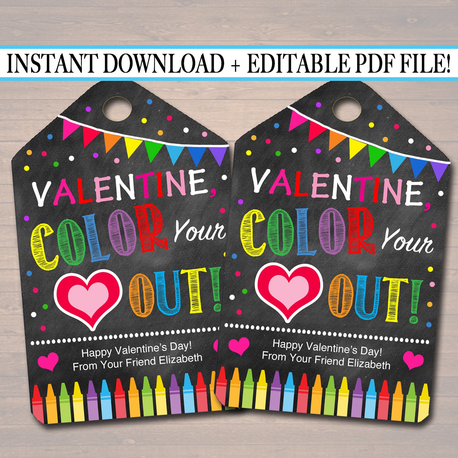 Valentines day kids gift tags printables