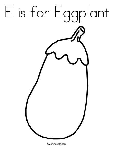 E is for eggplant coloring page