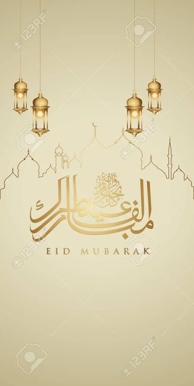 Eid mubarak greeting design for mobile interface wallpaper design smart phones provided space to write text vector illustration background royalty free svg cliparts vectors and stock illustration image
