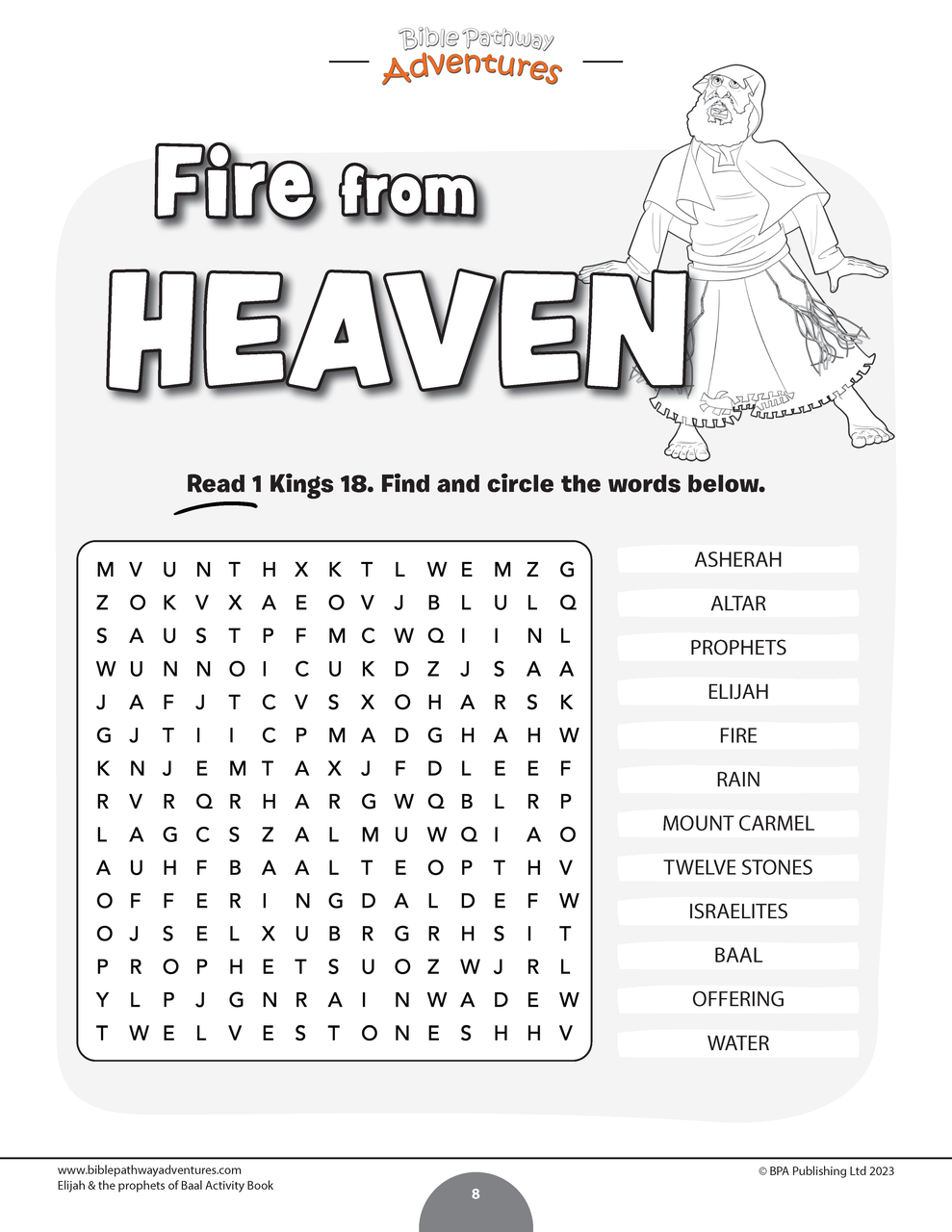 Elijah and the prophets of baal workbook