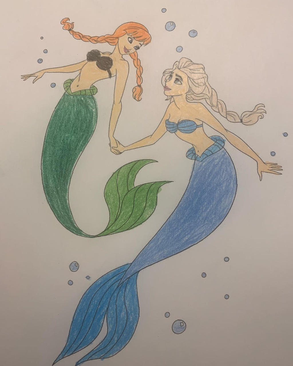 Disney frozen elsa and anna as mermaid color page by jeslacker on