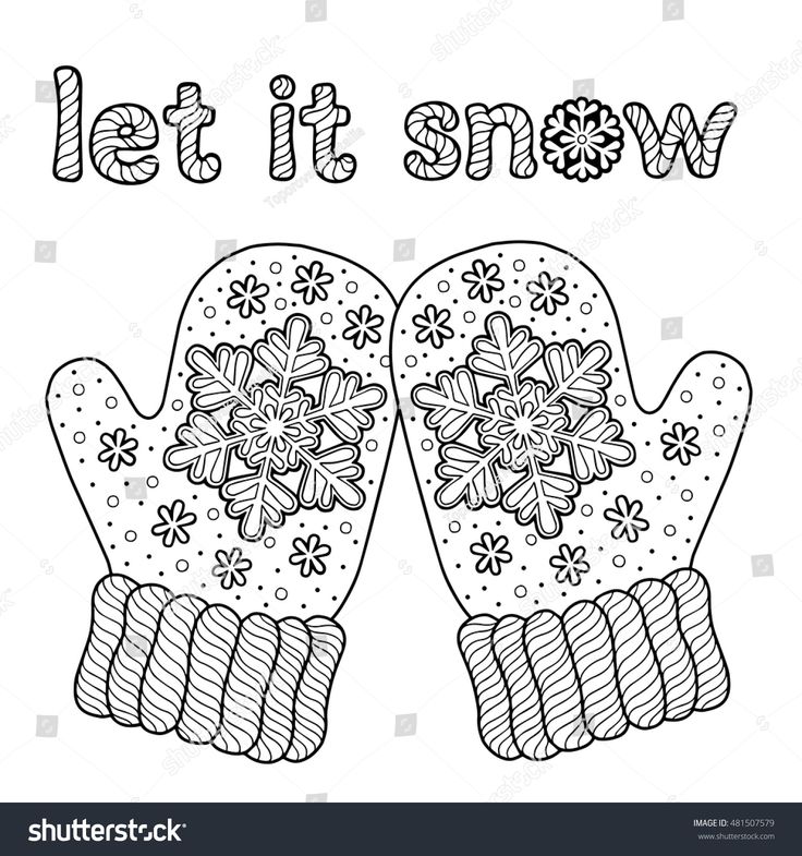 Let it snow colorg page for adults hand drawn warm knitted mittens vector element isolated â pattern colorg pages colorg pages valente colorg pages