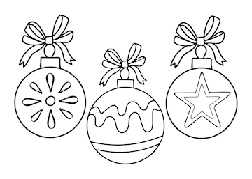 Premium vector coloring page toy ball set christmas tree decoration with patterns and ribbon bow hand drawn vector thin line art illustration coloring book for children and adults black and white