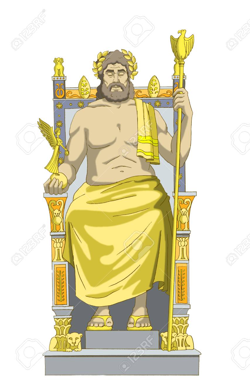 Statue of zeus wonders of the world isolated on white background digital painting background illustration in cartoon style character stock photo picture and royalty free image image