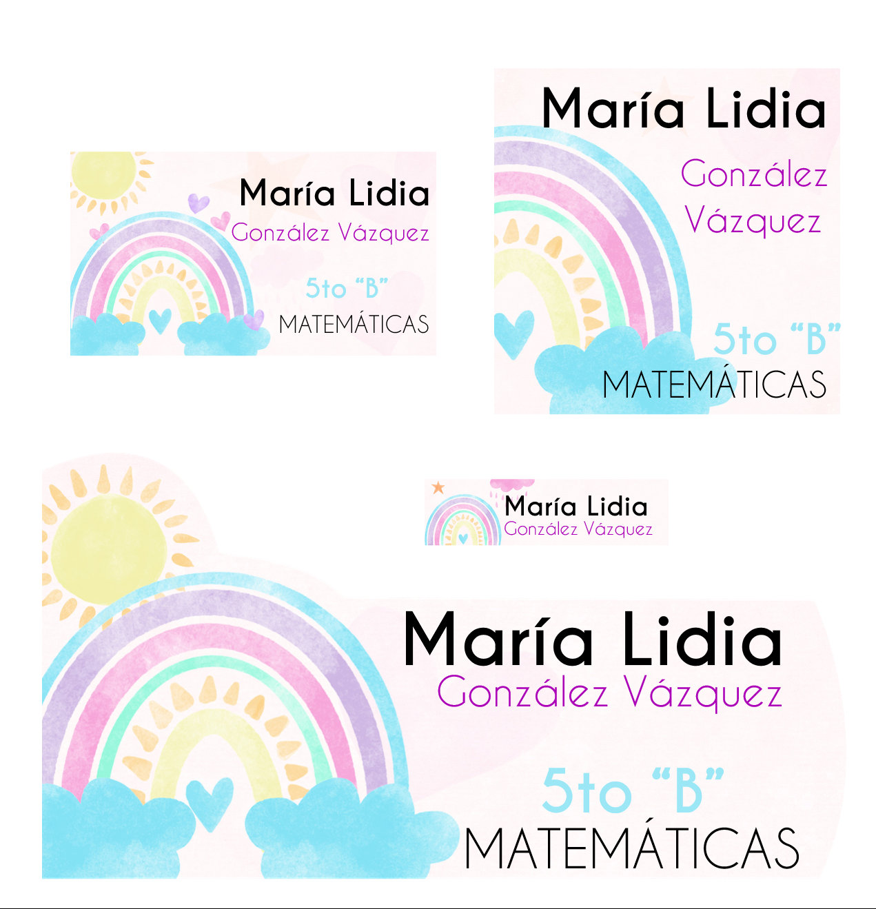 Printable school labels editable rainbows immediate download