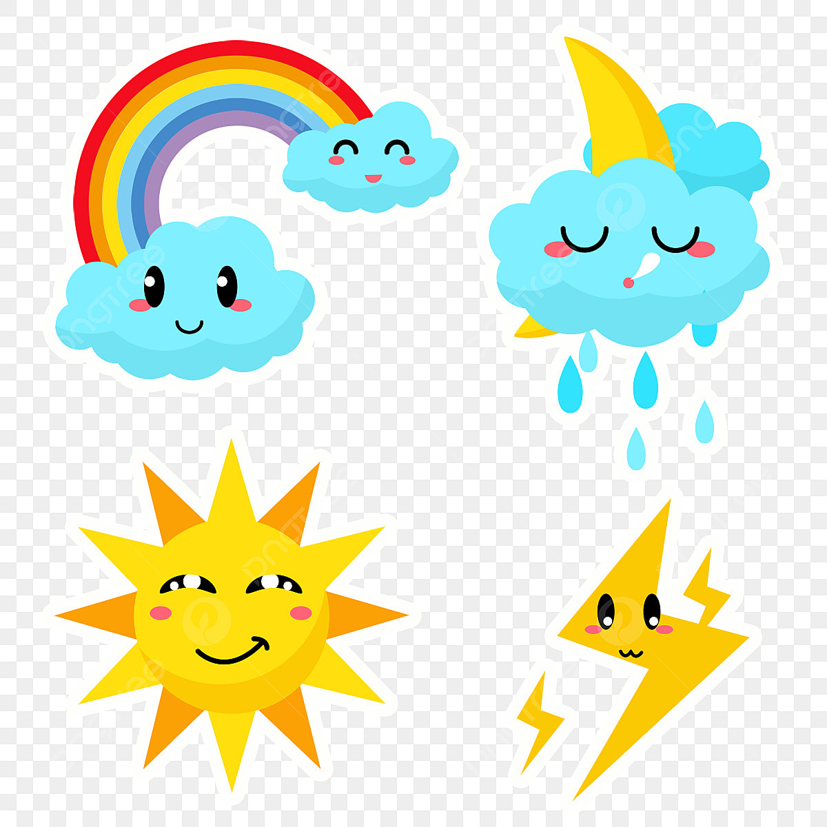 Cute weather clipart vector rainbow cute weather stickers the weather lovely sticker png image for free download