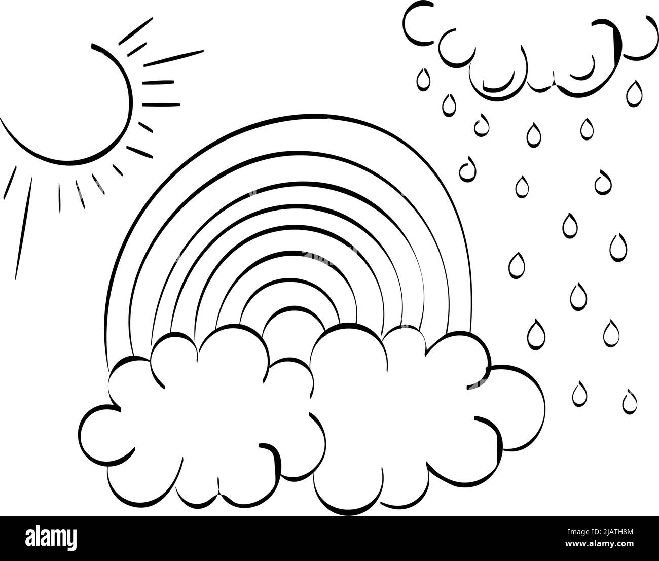 Pãgina para colorear con arco iris pãgina para colorear fãcil de imprimir para los niãos imagen vector de stock