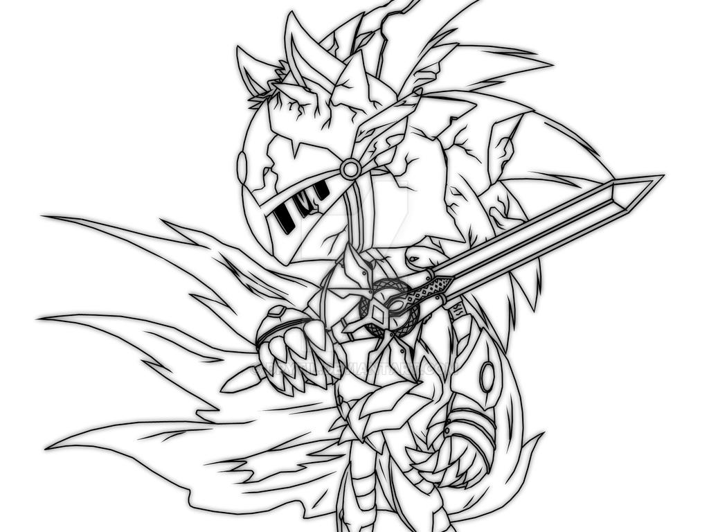 Lineart dark excalibur sonic by drytil on