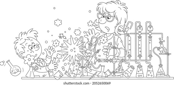 Children making science experiments mãs de ilustraciones y dibujos de stock con licencia libres de regalãas