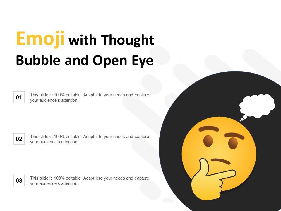Emoji with thought bubble and open eye powerpoint design template sample presentation ppt presentation background images