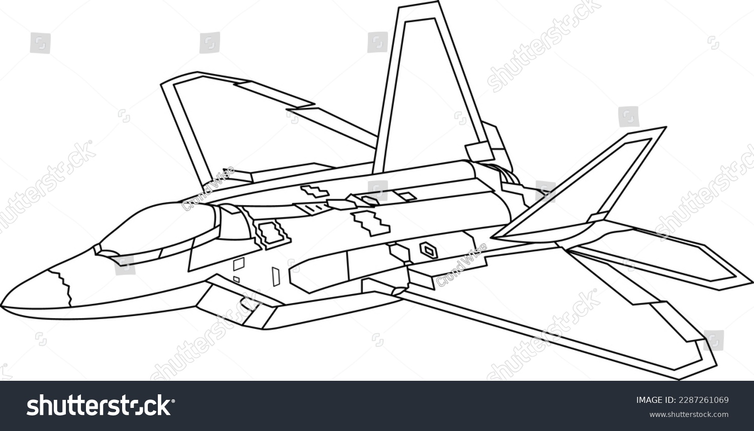 F raptor aircraft outline illustration military stock vector royalty free