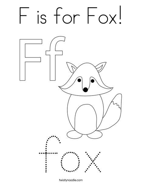 F is for fox coloring page