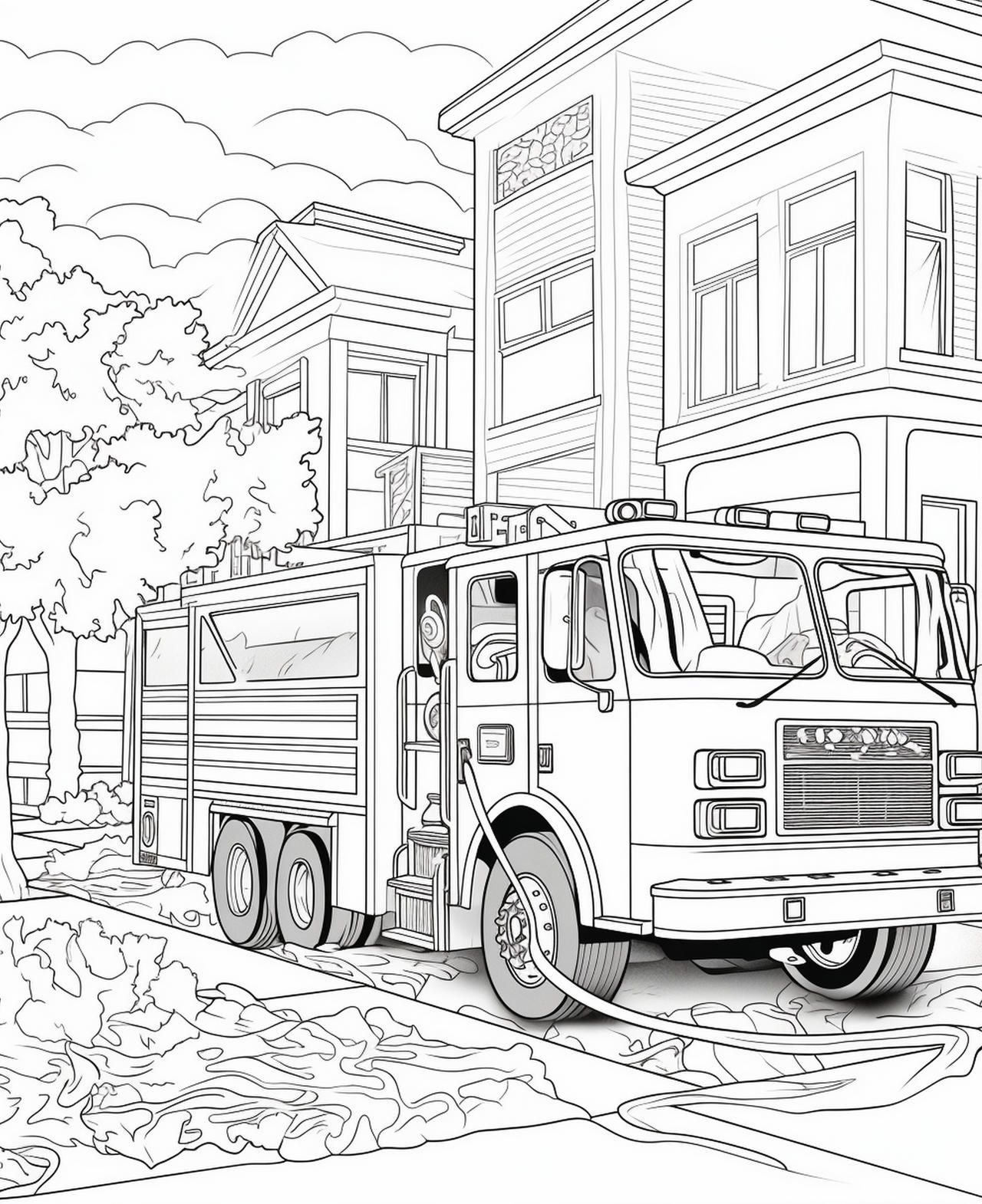 Fire trucks coloring pages in premium quality by coloringbooksart on