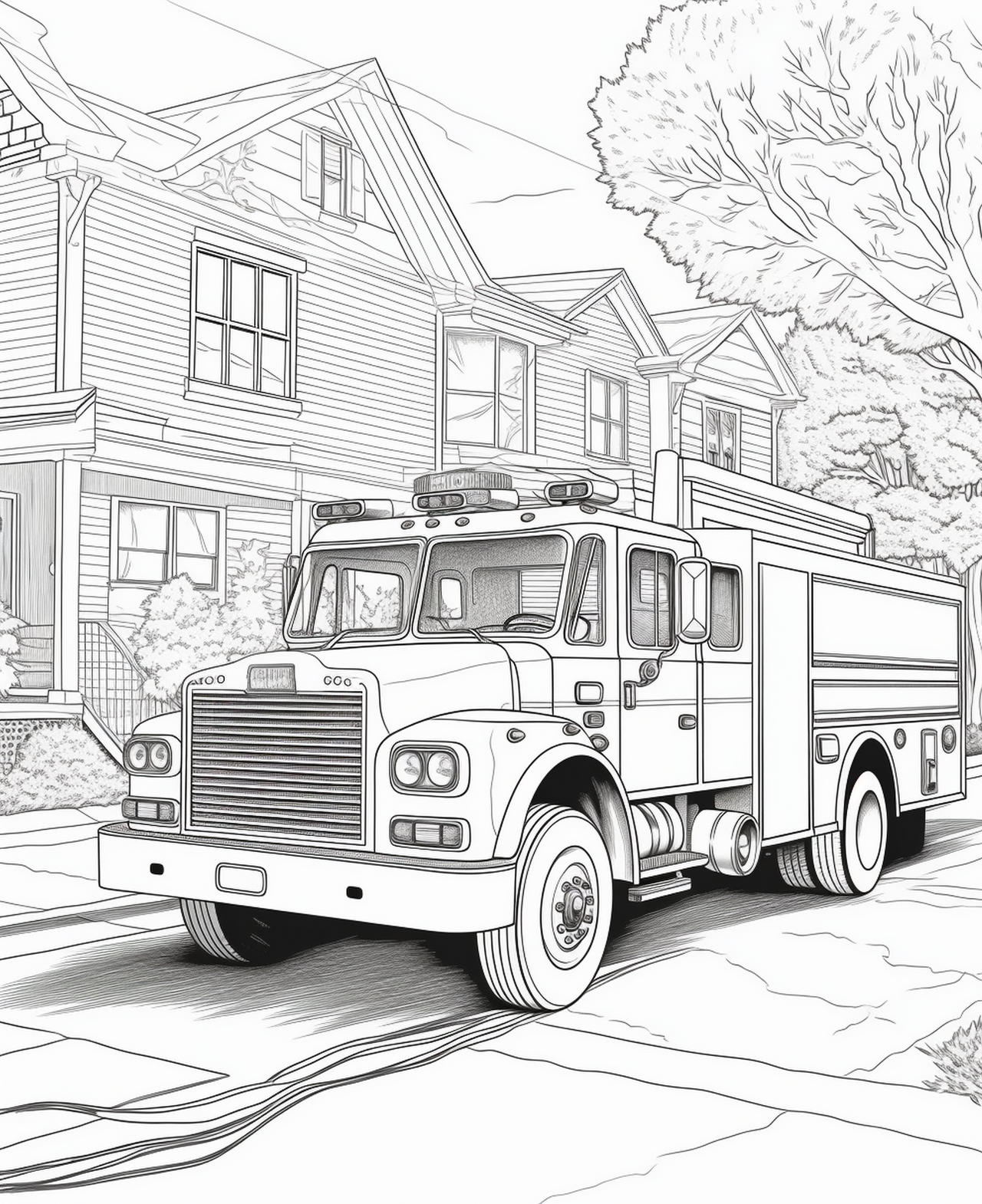 Fire trucks coloring pages in premium quality by coloringbooksart on
