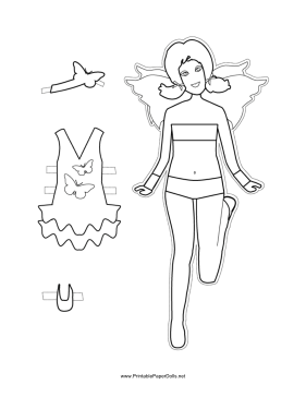 Fairy paper doll with butterfly to color