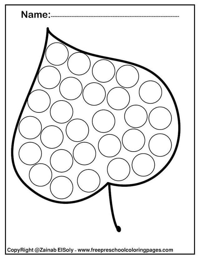 Free autumn leaves dot markers coloring pages rfreecoloringforkids