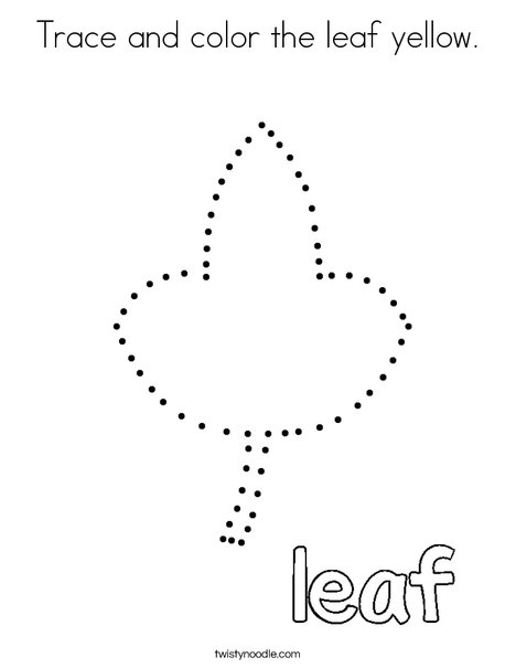 Trace and color the leaf yellow coloring page