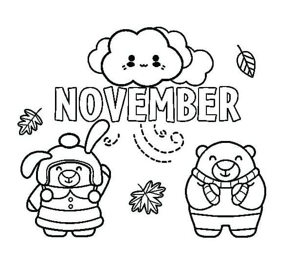 November fall coloring page