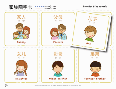 Chinese family flashcards