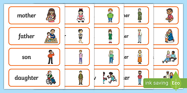 Family members in english flashcards teacher