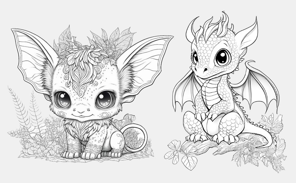 Fantasy kreatures a kawaii coloring book for adult and teens with cute dragons unicorns and mythils animals graysle coloring pages for relaxation and stress relief may kolorz lily books