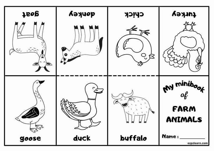 Free printable minibook coloring with english vocabulary for kids topic farm animals mini books coloring books farm animals