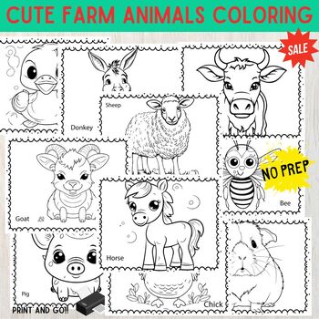 Cute farm animals coloring pages end of the year activities with names