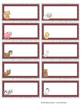 Name tags back to school farm animals preschool name tags farm school back to school