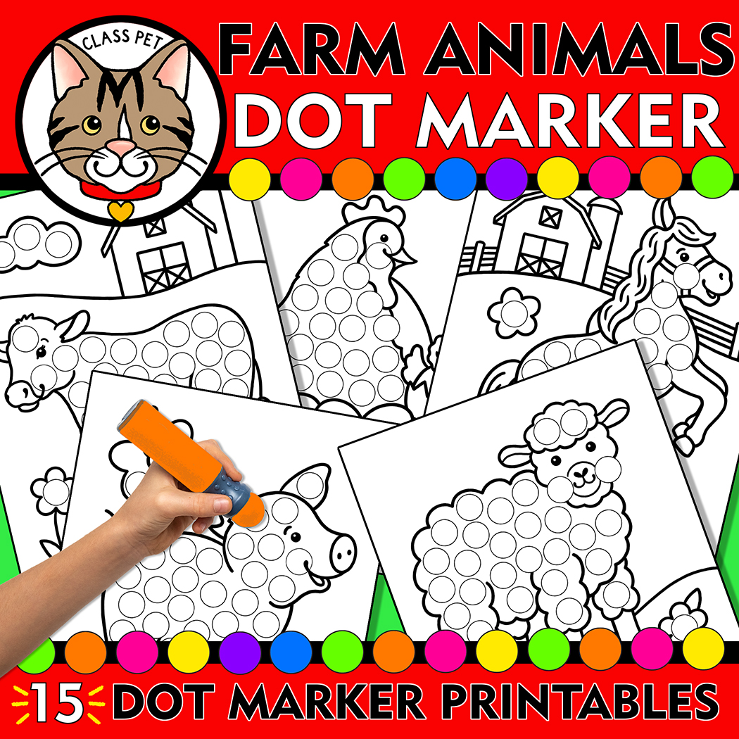 Farm dot marker coloring pages farm do a dot printables farm fine motor activity farm animals made by teachers