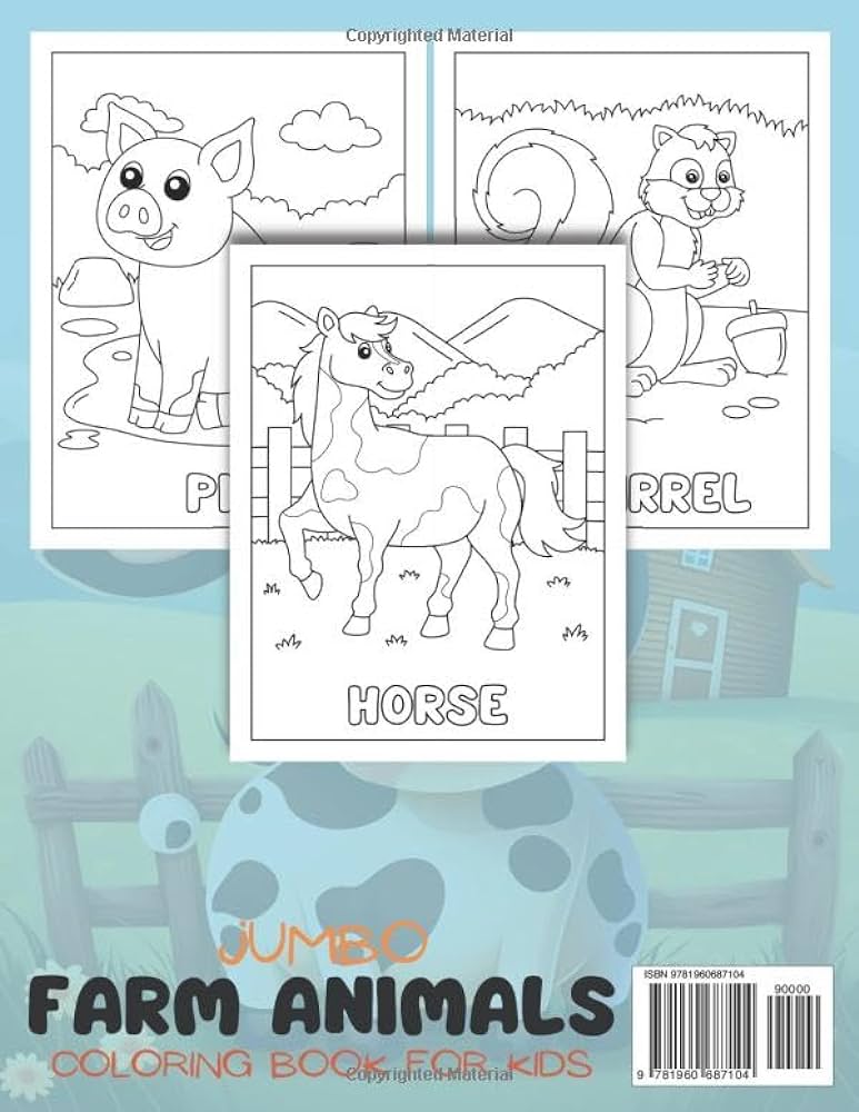 Jumbo farm animals coloring book for kids fantastic exciting and simple coloring pages with cool farm animals for children and toddlers to color of animals jumbo coloring books for