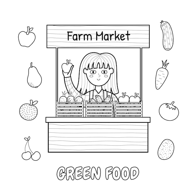 Farmers market coloring images