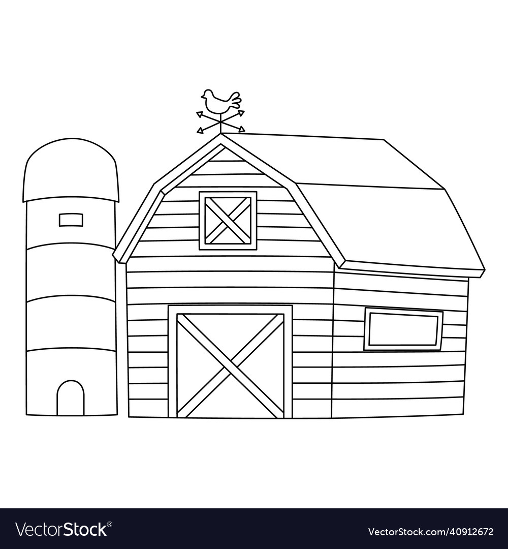 Farmhouse coloring page isolated for kids vector image