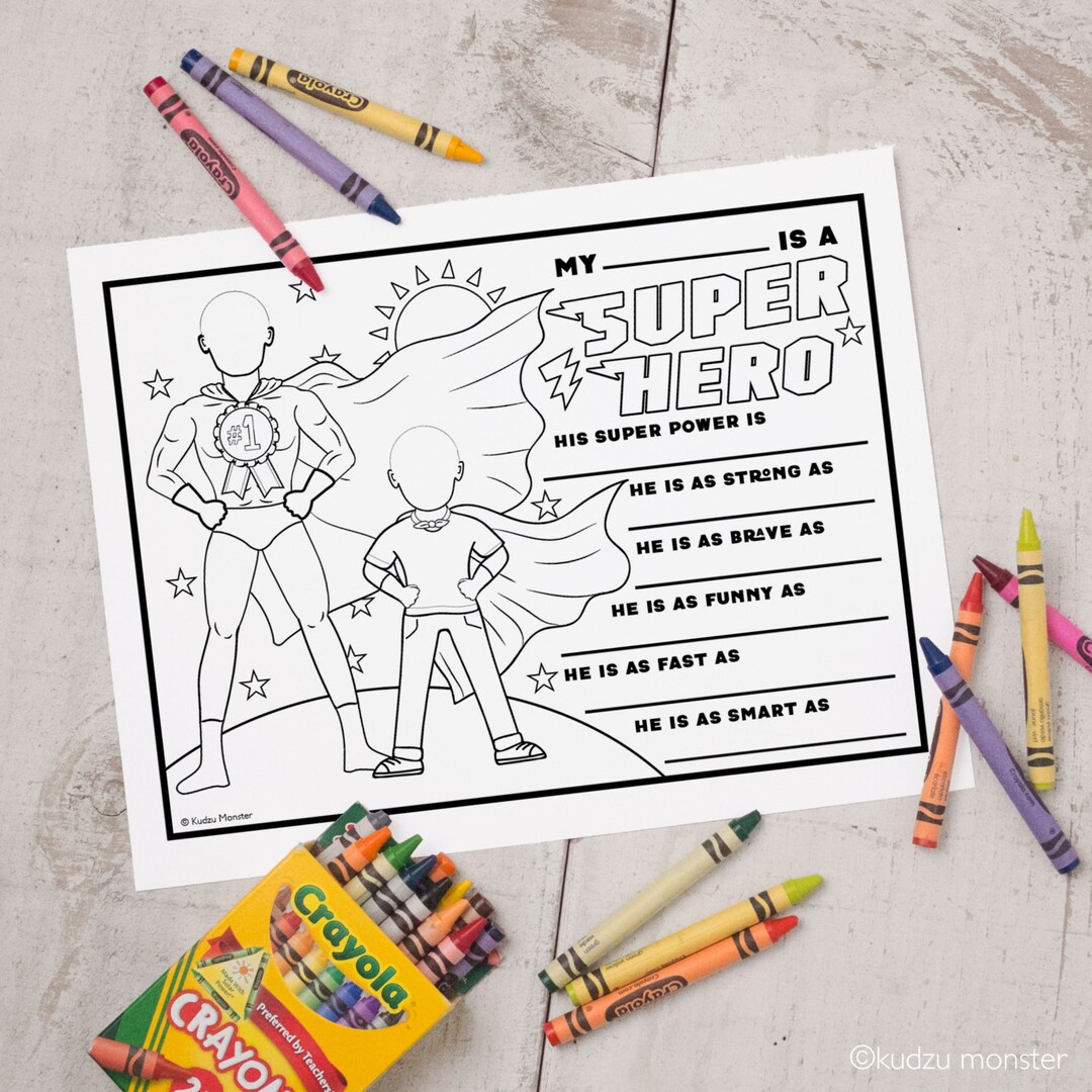 Instant download printable fathers day coloring activity sheet