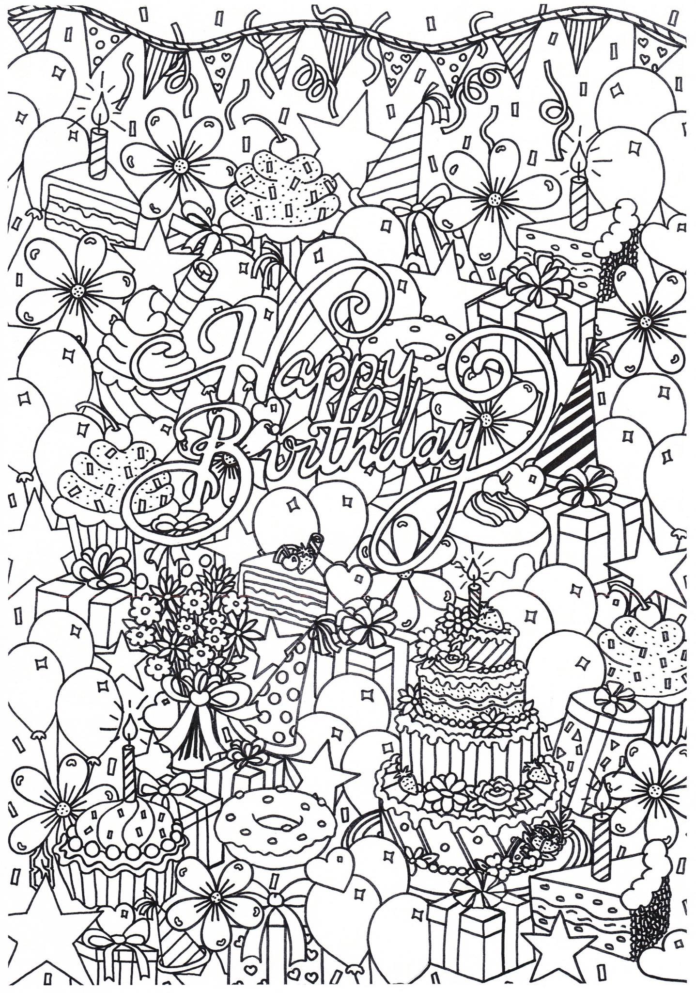 Desenho para colorir feliz aniversãrio