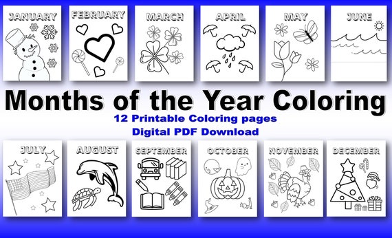 Months of year coloring pages