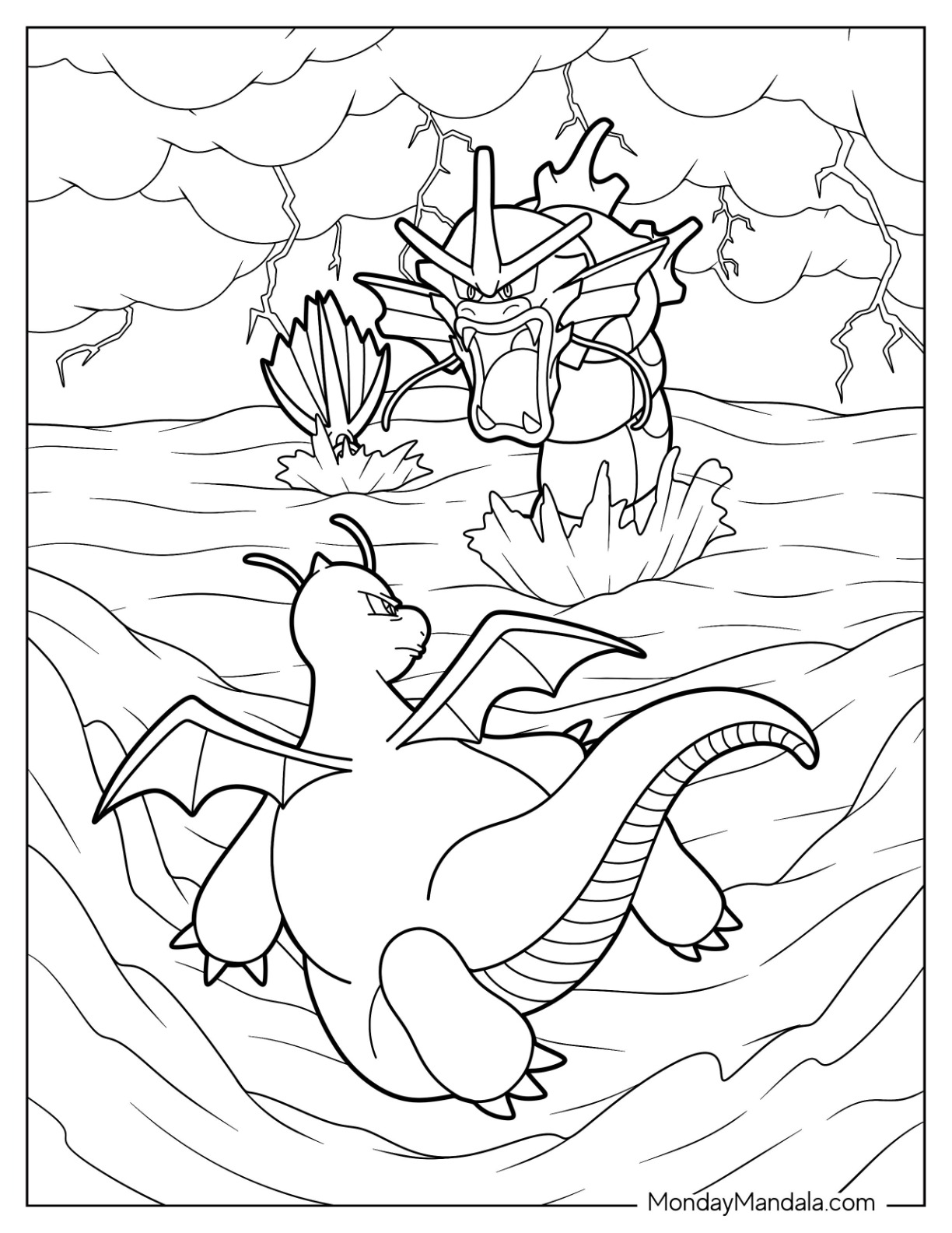 Gyarados coloring pages free pdf printables