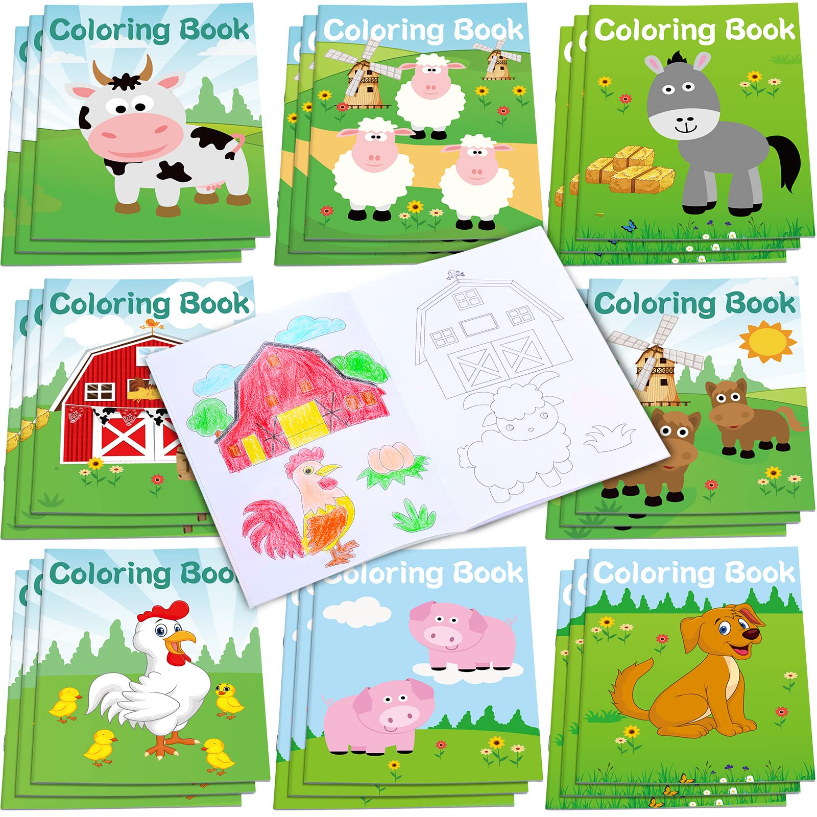 Faccito piezas mini libros para colorear de animal de granja para niãos cuadernos de colorear de vaca oveja para aula cumpleaãos infantil relleno de bolsa de regalos arte diy granja