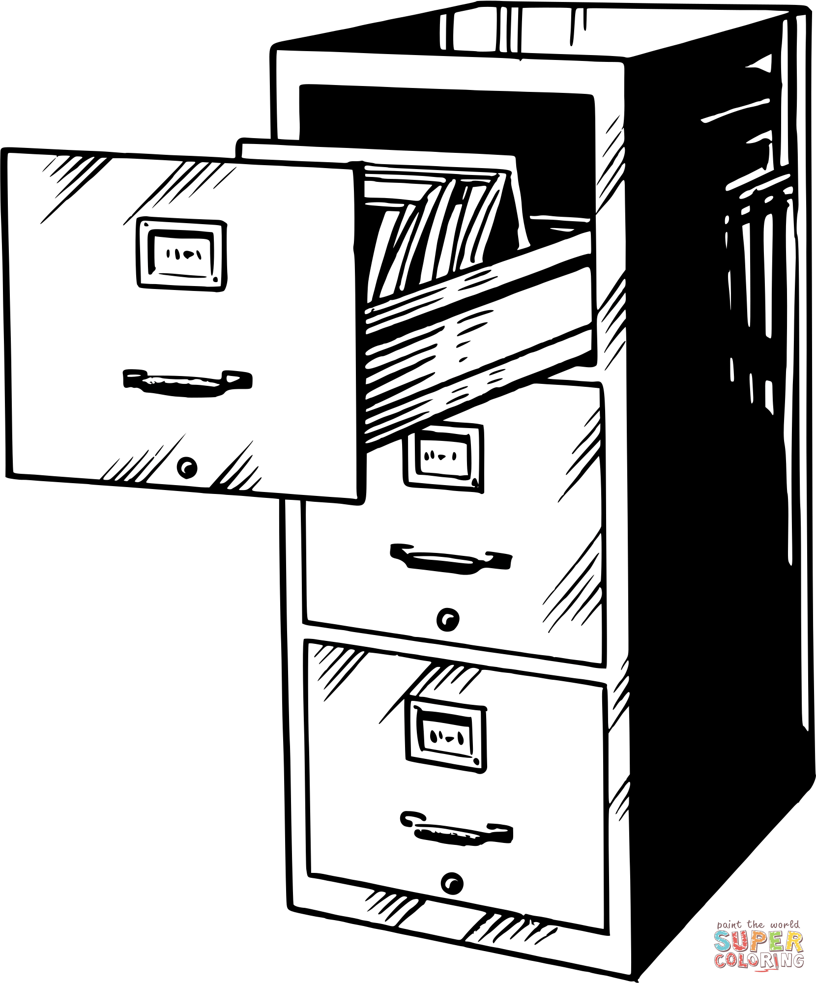 Vintage filing cabinet coloring page free printable coloring pages